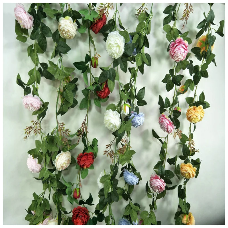 

Lmitation Flower Vine Peony Vine Wall Hanging Vine Artificial Flower Silk Flower Home Balcony Decoration Wedding Ornaments