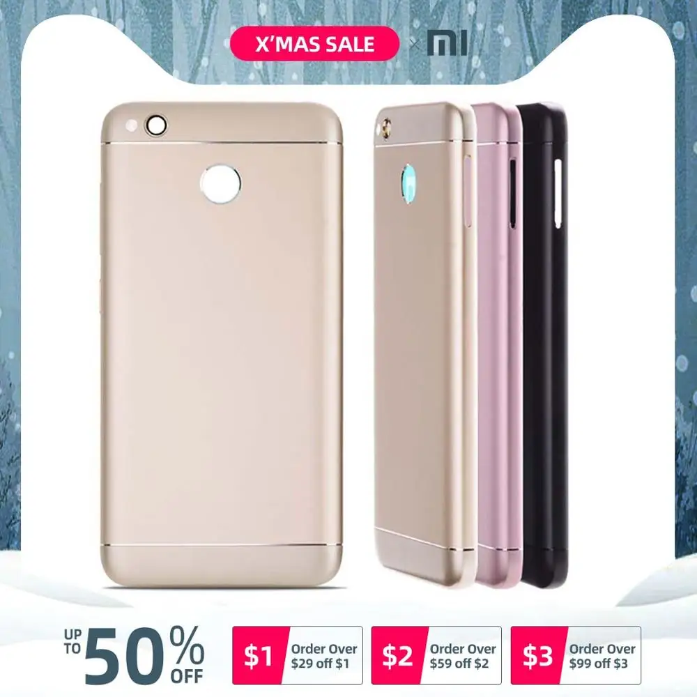 Задняя крышка для Xiaomi Redmi 4x на батарею черный золотой