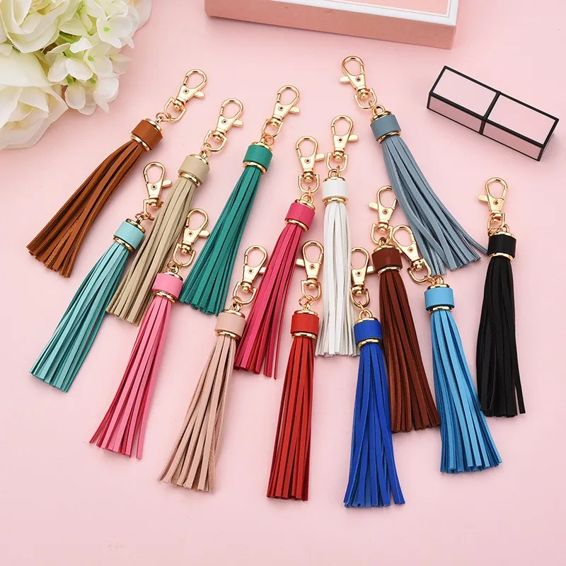 

PU tassel pendant imitation super slim long tassel luggage accessories key chain leather tassel Key chain