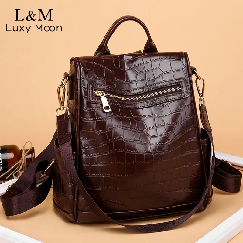 Винтажный рюкзак аллигатора для женщин сумка из искусственной кожи со съемным