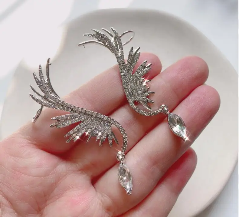 Роскошные женские серьги-клипсы со сверкающими кристаллами | Украшения и