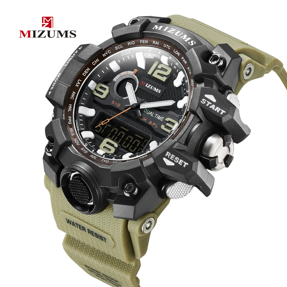 MIZUMS LED Digital Analog Sport Watch Men Chronograph Military Men's G Style Fashion Sports Watches Man Ourdoor Male Wristwatch |