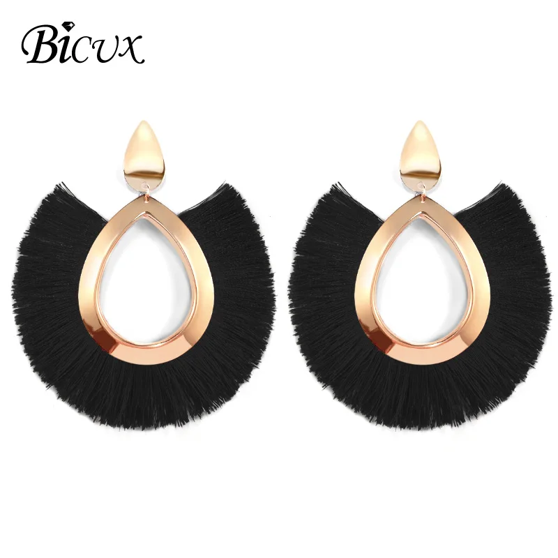 Женские богемные серьги-подвески BICUX крупные серьги ручной работы с кисточками и