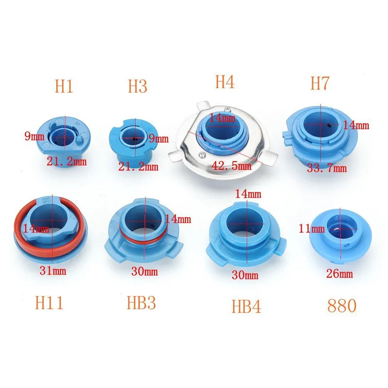 New 2Pcs High Quality Universal Durable Long Lifespan LED Headlight Bulb Base Adapter Socket Retainer H1/H3/H4/H7/H11/HB3#279840 |