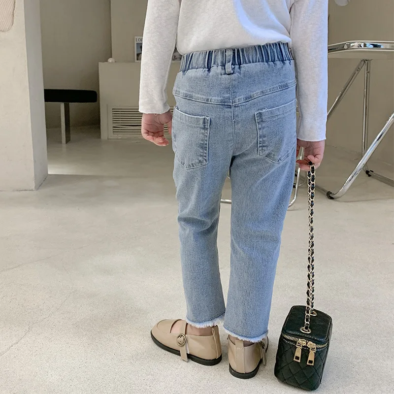 

2021 Spring Kids Pants Front Button Boys Denim Trousers