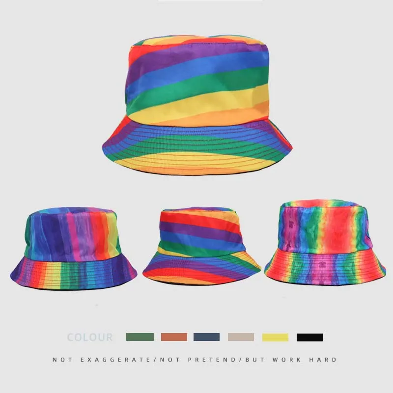 

New Unisex Bucket Hat Women Rainbow Tie Dye Men Fishing Fisherman Hat Summer Outdoor Sunscreen Beach Hat Hip Hop Panama Cap