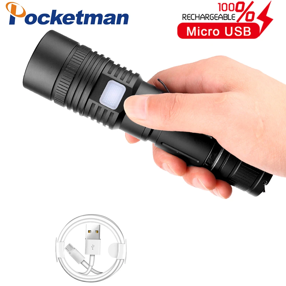 Package A LED Flashlight XHP50.2 Powerful Flashlight USB Rechargeable Torch Zoom LED Torch Waterproof Flashlight by 18650 Battery - Испускаемый цвет: Package A