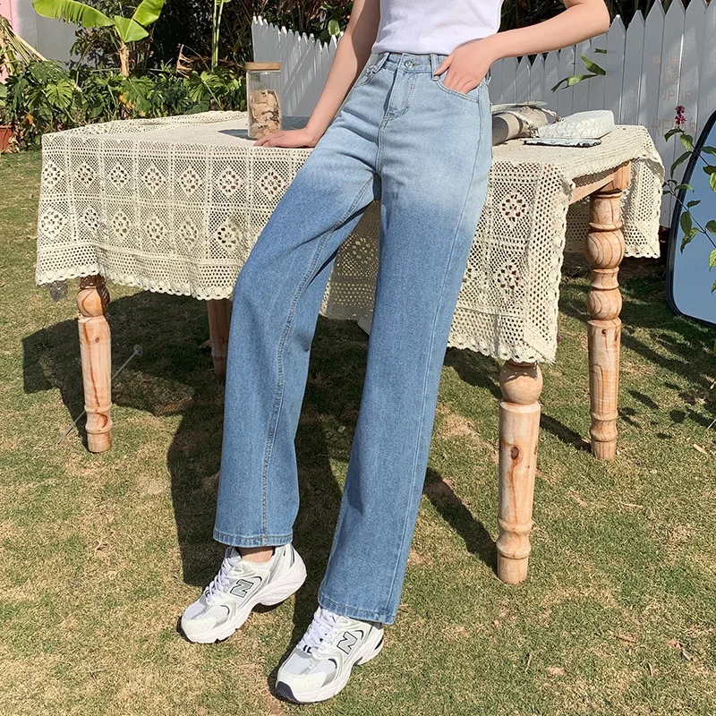 

#7829 Spring Autumn Jeans Femme Retro Wide Leg Pants Casual Loose High Waist Jeans Show High Show Thin Straight Jeans Feminino