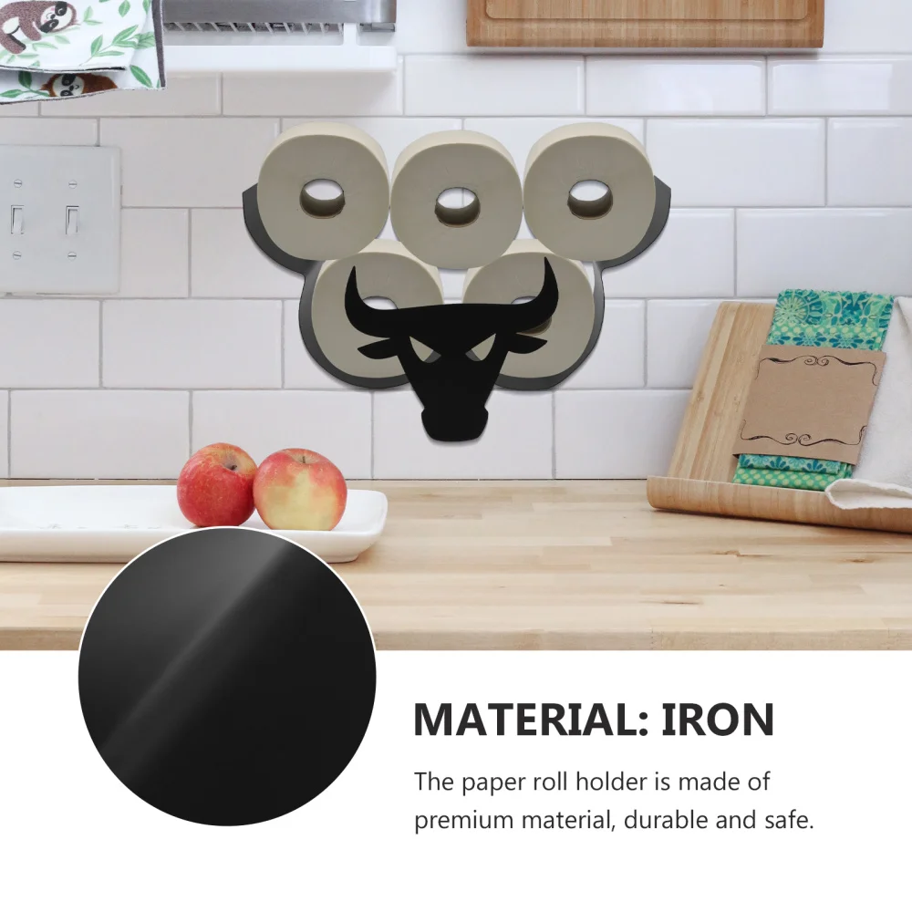 

1pc Roll Paper Holder Wall-mounted Tissue Rack Creative Paper Rack (Black)