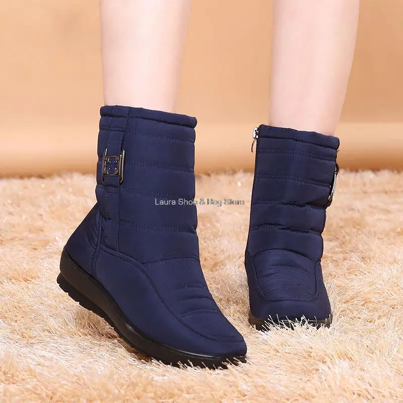 

Women Boots 2021 Winter Shoes Mid-Calf Snow Boots Wedges Platforms Shoes Warm Fur Female Botas Ladies Footwear Big Size 35-43