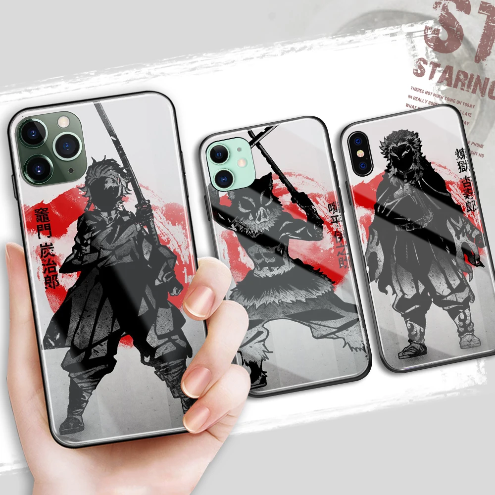 

Для iPhone 12 Аниме Hashibira Inosuke стеклянная крышка для телефона Rengoku Kyoujurou чехол для iPhone 6 6S 8 7 Plus X XR XS 11 12 13 Pro Max