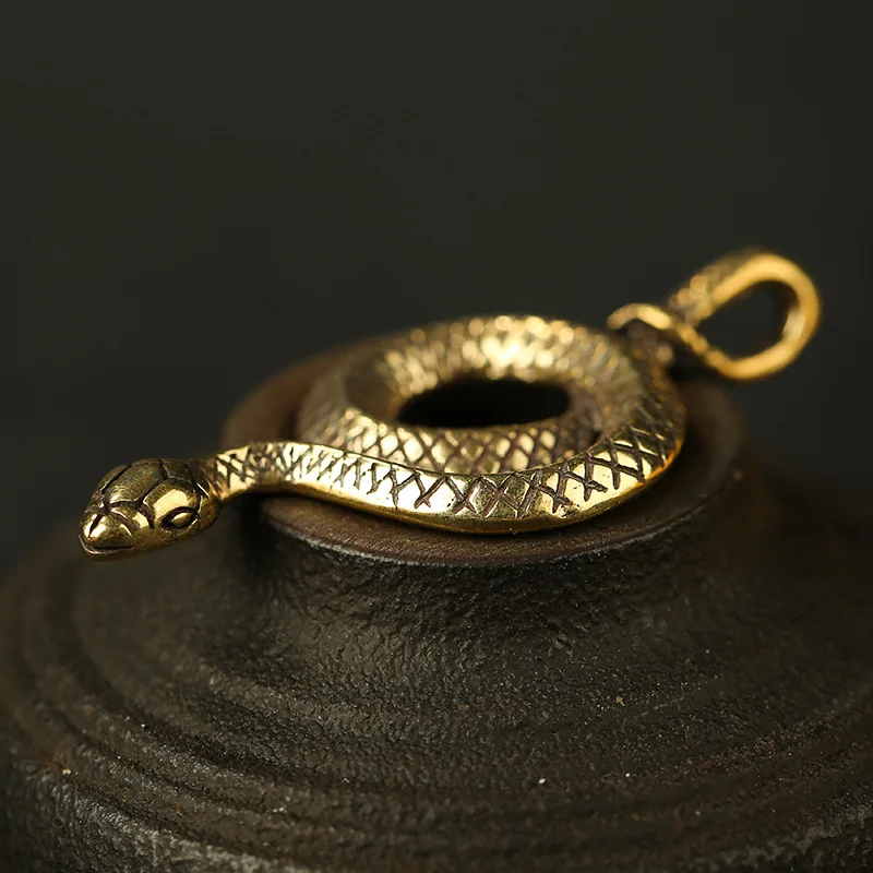 Винтажный брелок ручной работы из латуни Zoadic змея Висячие Подвески аксессуары