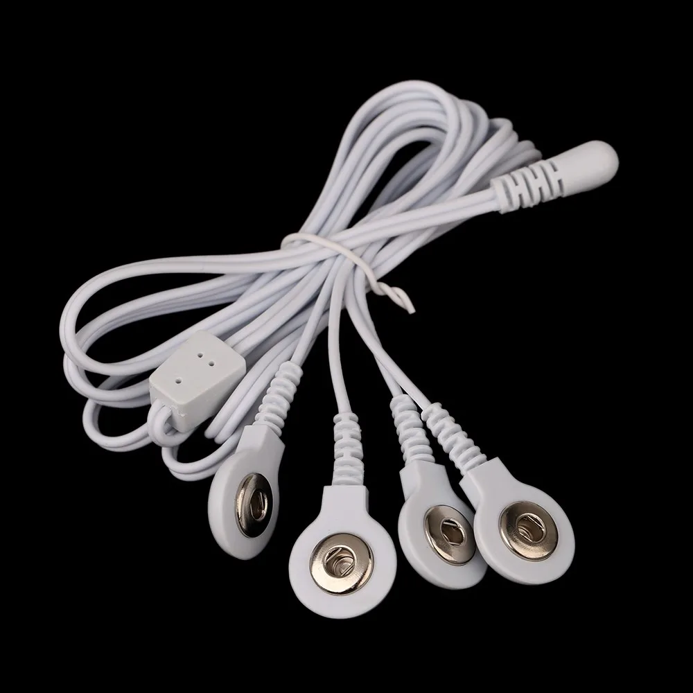 

Electrode Lead Wires Connecting Cables with 4 Buttons for Digital TENS Therapy Machine Massager 3.5mm Plug
