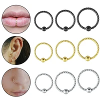 1pc 6810mm opening stainless steel twist nose rings lip rings hoops ear nose studs body piercing jewelry earrings