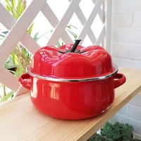 1 7l2 5l porcelain enameled saucepan red tomato pot for cooking noodles applicable induction cooker soup pot kitchenware
