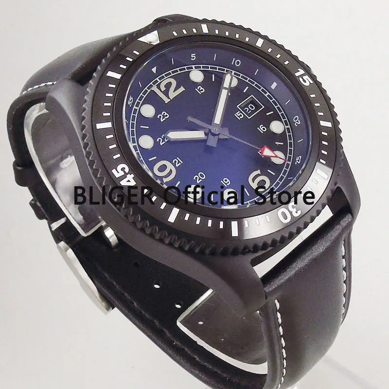 Роскошные мужские часы 44 мм черный стерильный циферблат керамический Безель