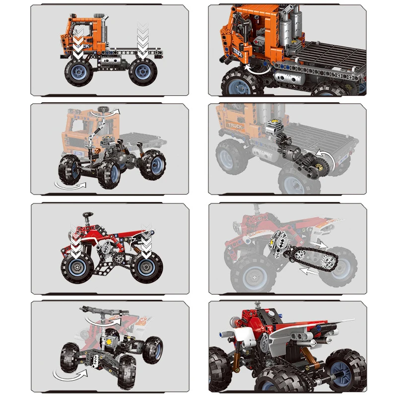 400 шт. + кирпичи сверхмощный грузовик Супер Автомобили блоки пляж мотоцикл багги