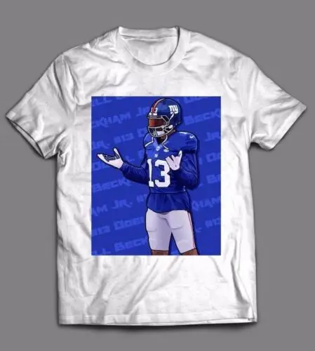 ODELL BECKHAM JR NY Giants #13 * OLDSKOOL пользовательский дизайн логотипа рубашка полный спереди