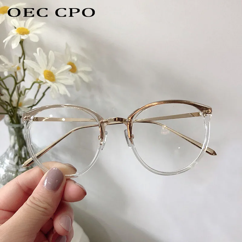 OEC CPO черные прозрачные оправы для очков женские новые винтажные круглые