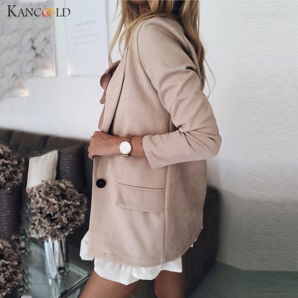 KANCOOLD дамы Блейзер длинный рукав Blaser Женский костюм куртка Женский блейзер Femme розовый синий белый черный Блейзер Осень 09