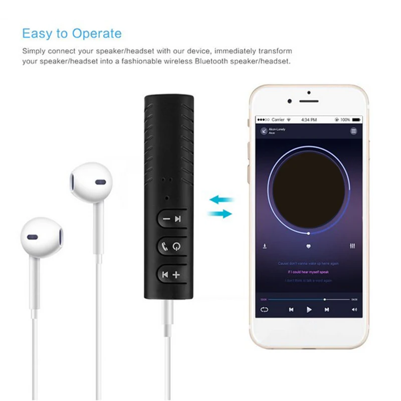 

Handsfree Bluetooth Car Kit Auto 3.5mm Jack Bluetooth Wireless Music MP3 Audio Adapter Receiver For Headphone