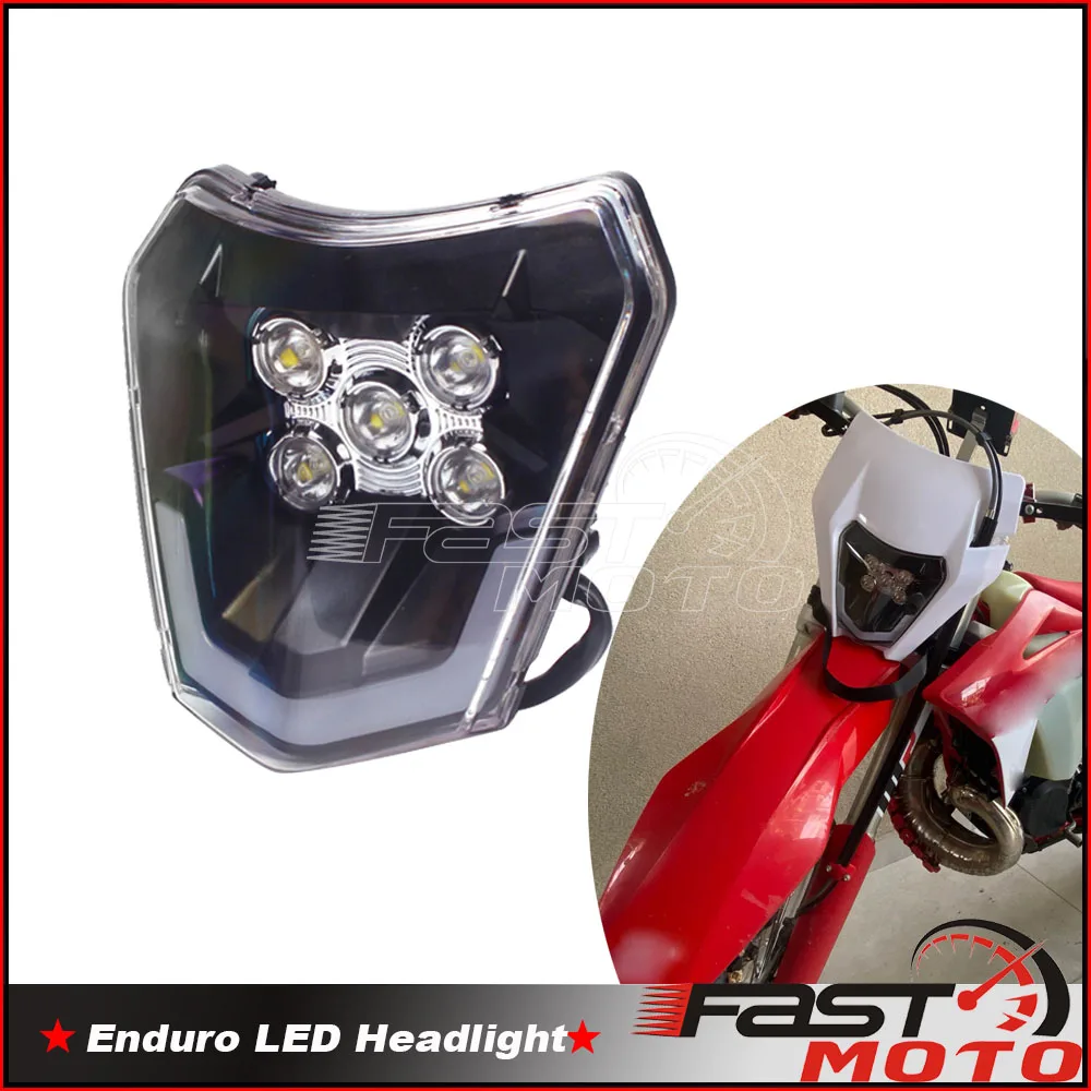

For EXC 300 125 250 450 500 530 SX SXF XC XC-F XCW 690 XC-W Six Days Motocross Enduro Dual Sport E8 Emark LED Headlight Lamp