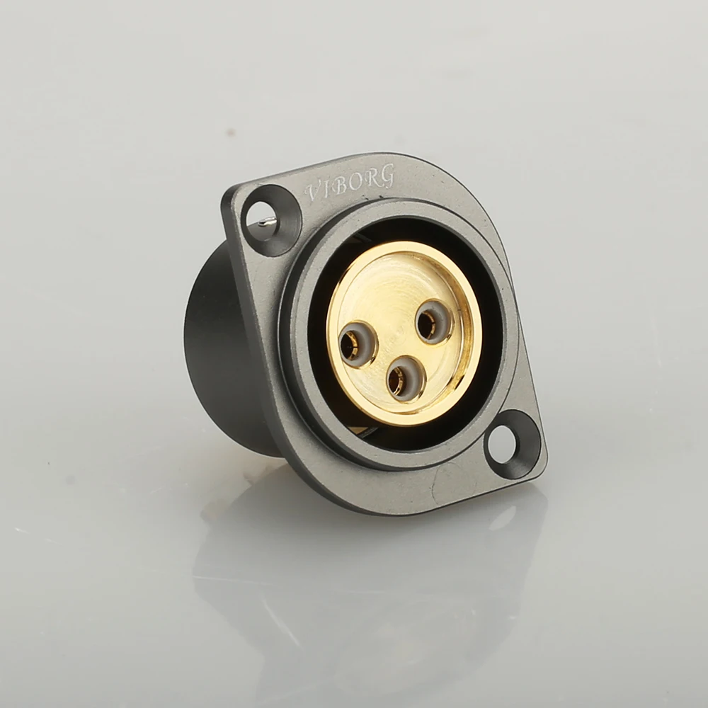 1piece female 1 шт. Выборг чистая медь 24 К позолоченный XLR 3 Pin Женский Шасси Панель монтируется гнездо адаптер пайки - Цвет: 1piece female