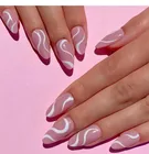 24 шт. французские накладные ногти волнистый дизайн накладные ногти Летний стиль градиентные розовые фиолетовые сердца цветы инструменты для дизайна ногтей