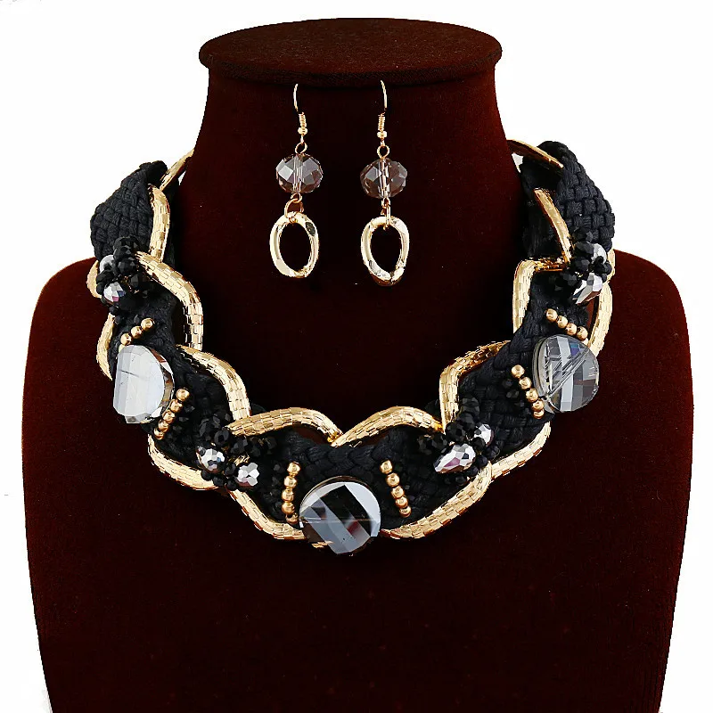 Африканские ювелирные изделия большая цепочка из сплава черный кристалл модное