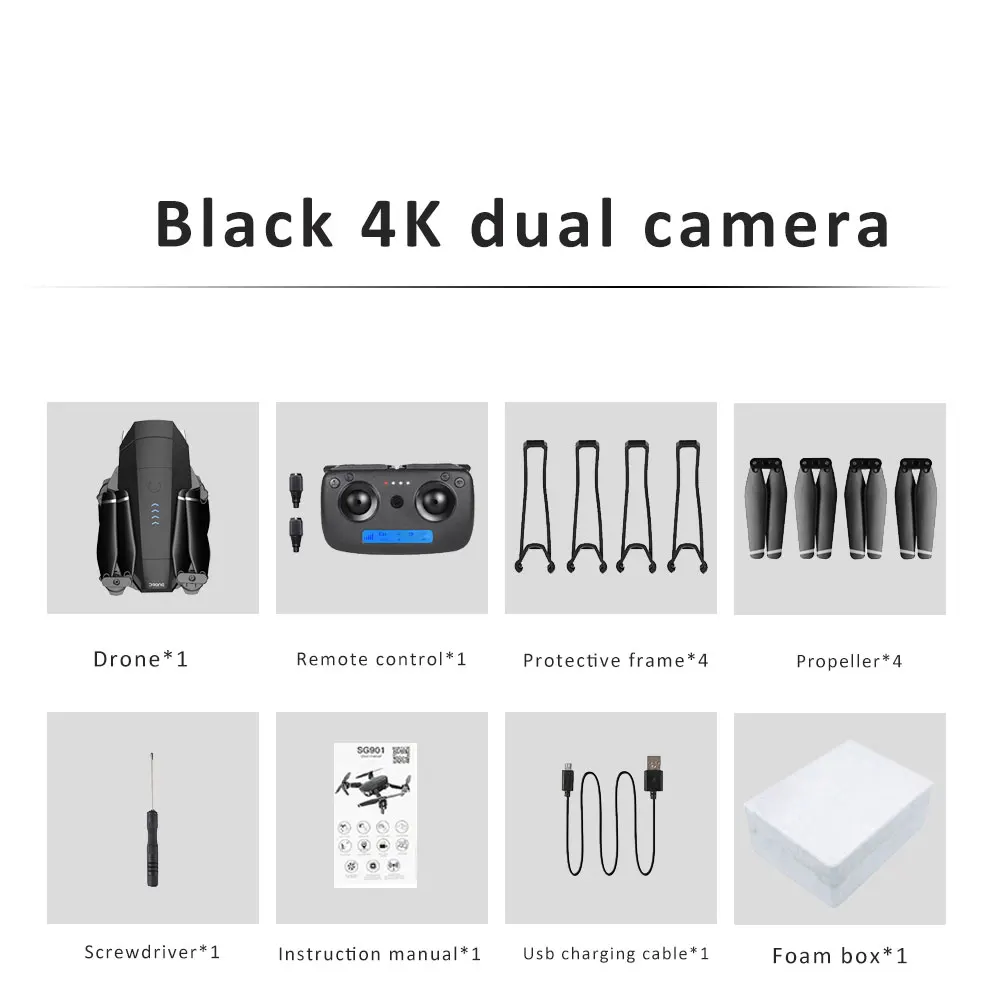 4k (1 battery) Drone 4K SG901 Cool Quadcopter 2 Camera Stable Gimbal Altitude Hold 4096x3072P 2048*1080P HD Gift Kids Uav 2.4G 4CH 6-Axis dron - Цвет: 4k (1 battery)