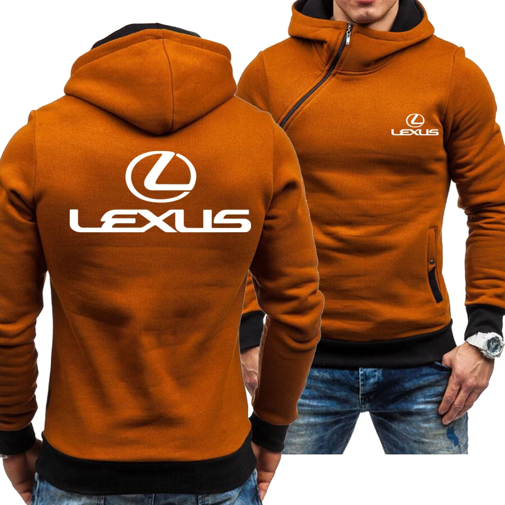 

Spring and Autumn Men's Lexus Hoodie Inclined Zipper Fashion Long Sleeve Hooded Leisure Jacket