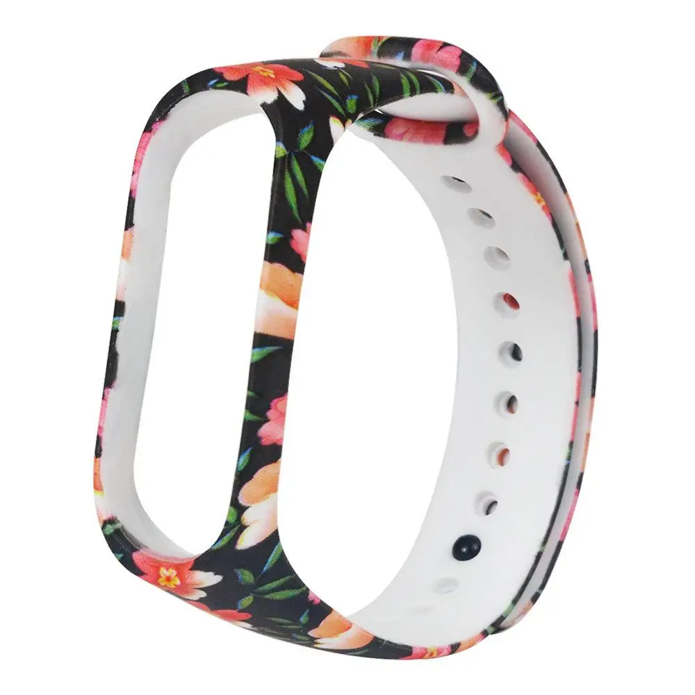 Flower Камуфляжный браслет для Xiaomi Mi Band 4 ремешок силиконовый ремешок с цветочным принтом miband 3 Аксессуары для xiaomi miband 4 NFC band - Цвет: Flower