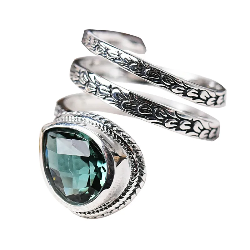 Green V. YA Настоящее серебряное намоточное кольцо 925 пробы, нежное, любимое, зеленое, CZ кольцо на палец для женщин, девушек, Стерлинговое Серебро, ювелирное изделие, свадебный подарок - Цвет основного камня: Green