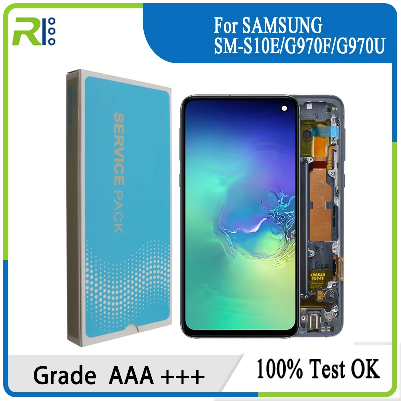 

100% Оригинальный AMOLED с рамкой для SAMSUNG Galaxy S10E G970F/DS G970U G970W SM-G9700 дисплей сенсорный экран дигитайзер Замена