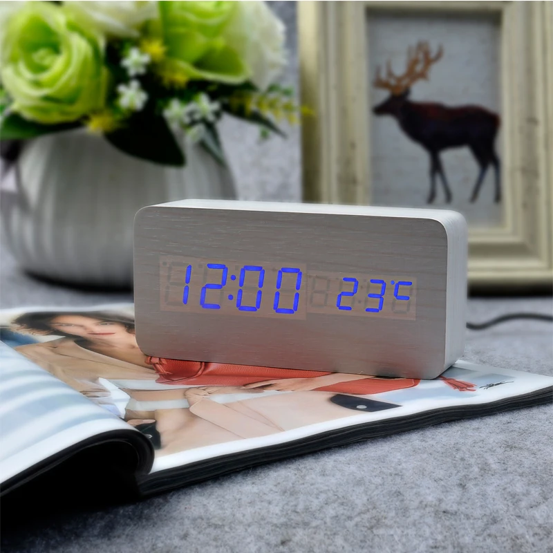 FiBiSonic светодиодный Дисплей цифровые часы будильник с Температура звуки