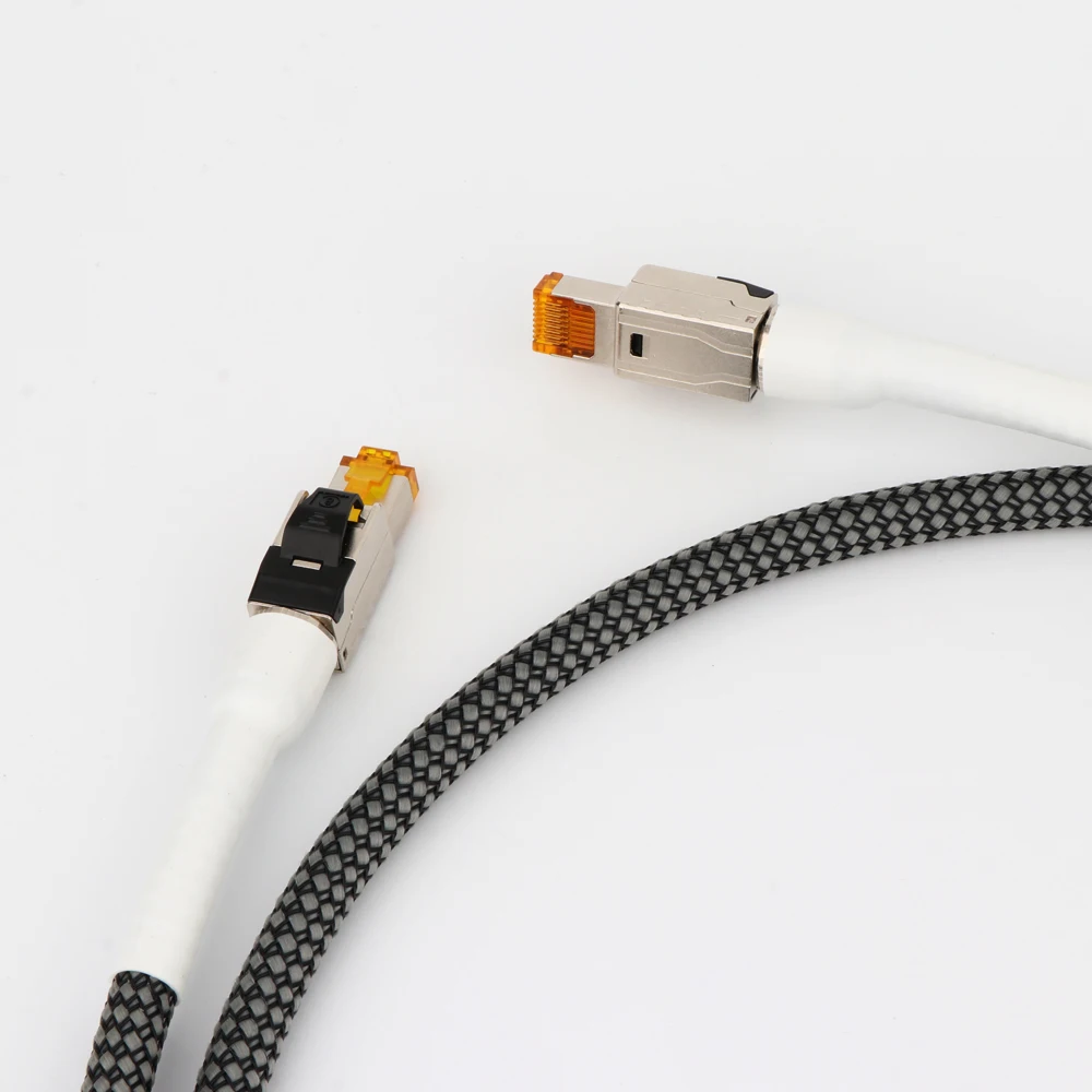 Медный кабель Monosaudio CAT8 99.998% OFC скоростной Ethernet Cat8 сетевой Соединительный RJ45 с