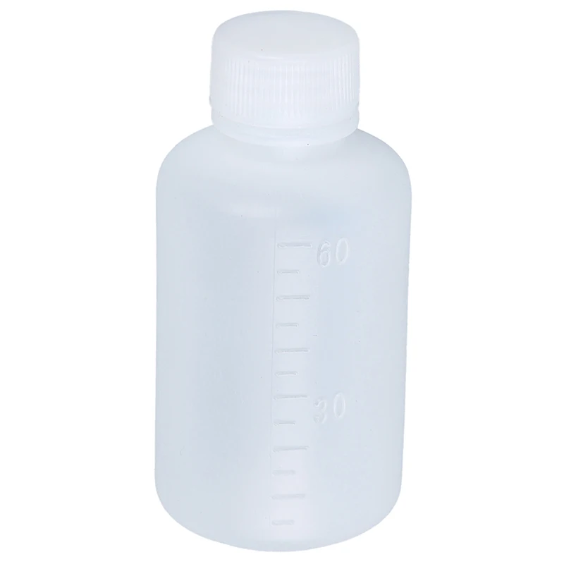 

60ml Clear Plastic Cylinder Shaped Chemical Agent Bottle 5 Pcs