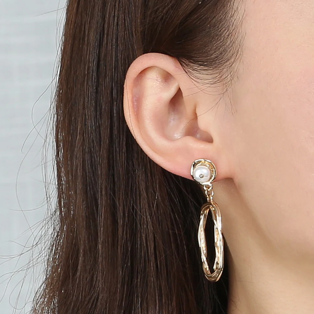 

Gold Bohemian Dangle Earrings for Women Boho Drop Earring with Natural Pearl Handmade Female 2020 Fashion Earrings Jewelry