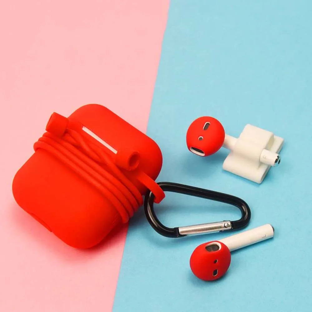 Силиконовый чехол для Airpods 5 в 1 защитный с карабином и ремешком наручных часов |