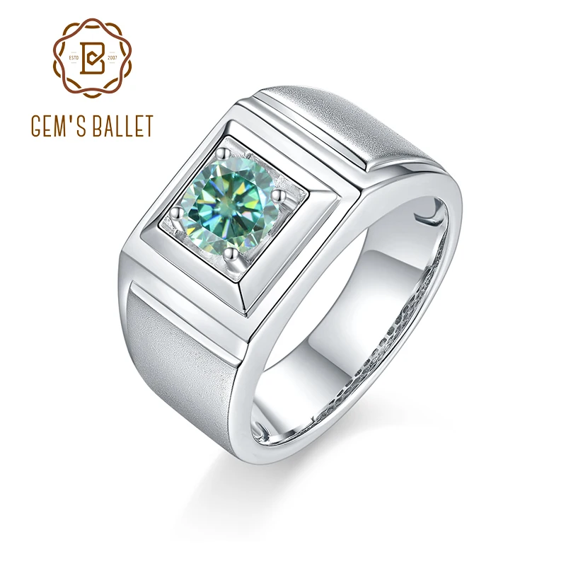 

Gem балетные костюмы Элитная 100% 925 пробы серебро 1ct зеленый кольца с муассанитом Для мужчин современный кольцо для Юбилей подарок на день отца