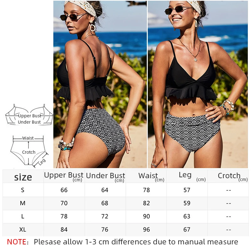 

Sexy High Waist Two Piece Swimsuit 2020 NEW Bikini Push Up Swimwear Women Vintage Biquini Bathing Suit Maillot de Bain Femme XL