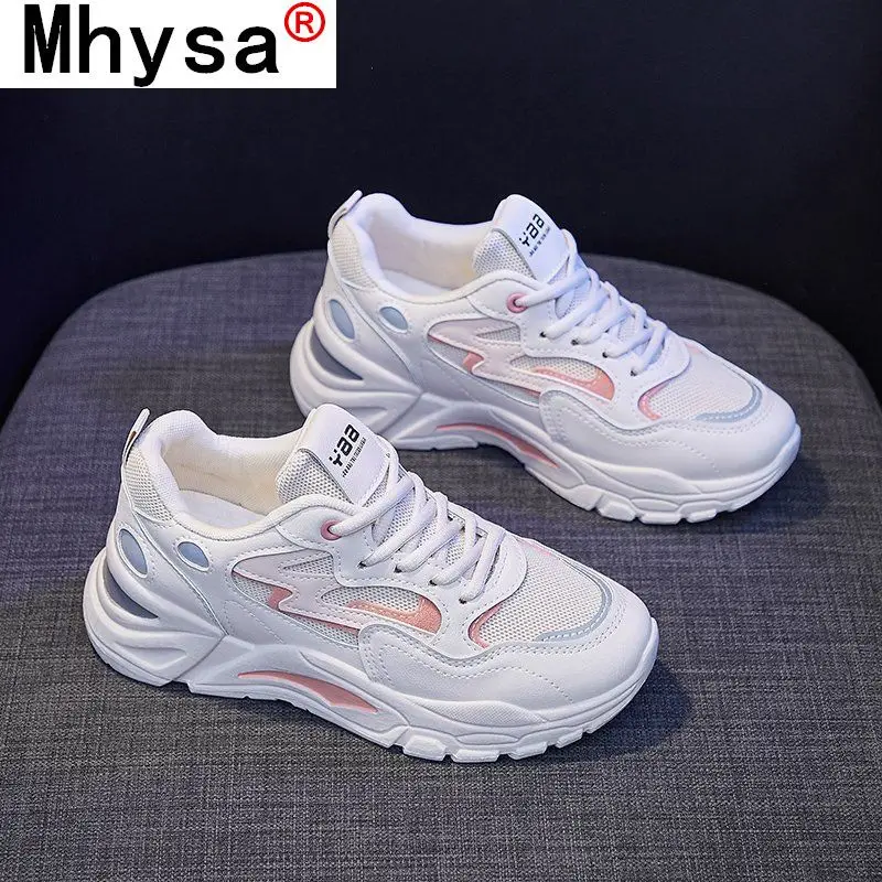

2021 Fashion Women's Shoes Spring Walking Vulcanized Shoes New Women's Mesh Breathable Sneakers Comfortable Lace-up Casual Shoes