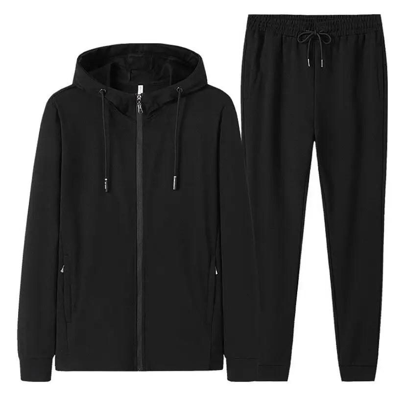 

2021 Spring Autumn Men Tracksuit Hooded Sweat Suit Set Outdoor Sport Wear Fitness 2 Piece Running Set