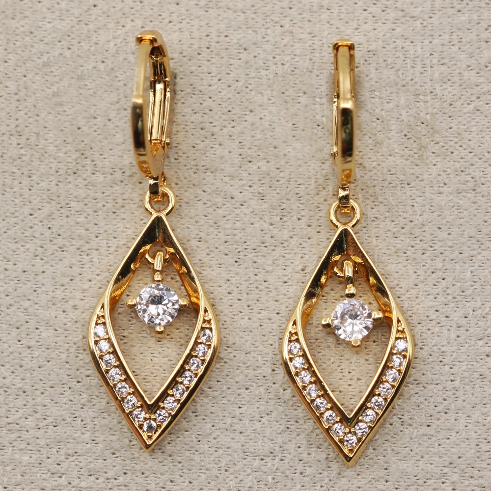 Роскошные длинные висячие серьги для женщин Золотой Цвет лист Форма с Круглый