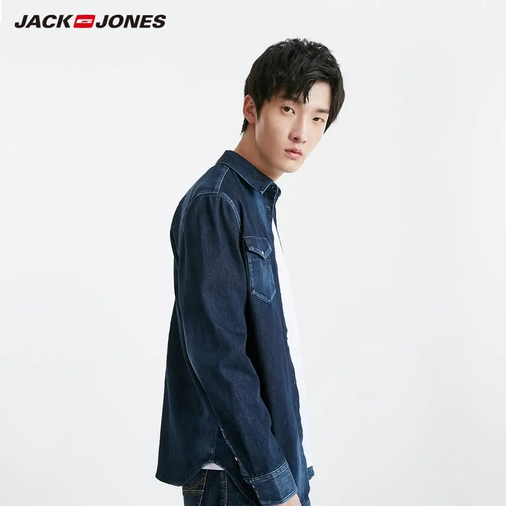 Джинсовая рубашка JackJones Мужская базовая повседневная с длинным рукавом 219105551 |