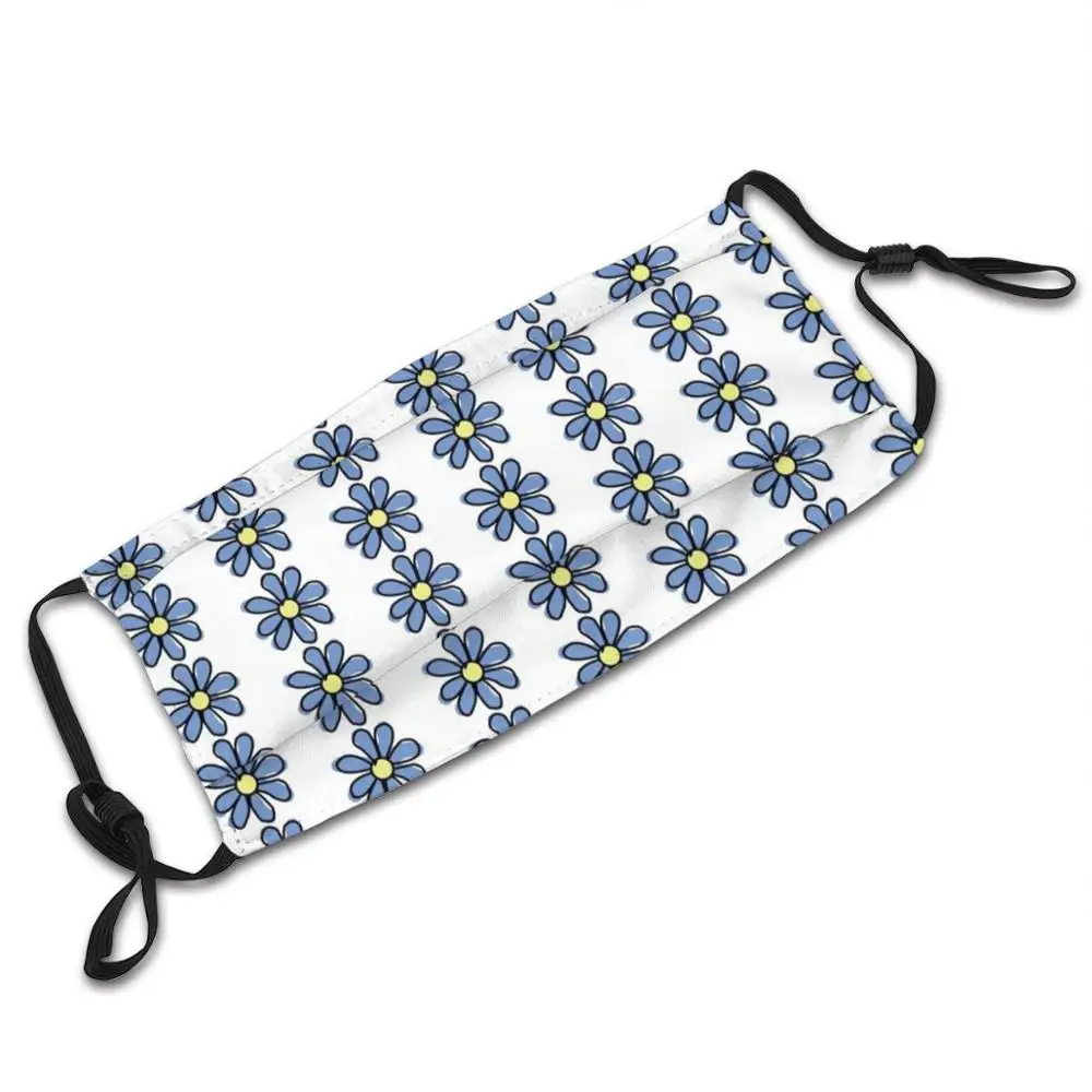 

Blue Flower Fashion Print Face Mask Reusable Washable Funny Pm2.5 Filter Mouth Mask Blue Flower Flower Daisy Blue Life Is Good