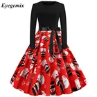 Женское приталенное платье с цветочным принтом junxi WAN, красное повседневное приталенное платье с цветочным принтом, с круглым вырезом, с длинным рукавом, средней длины, с бантом на поясе, осень 2019