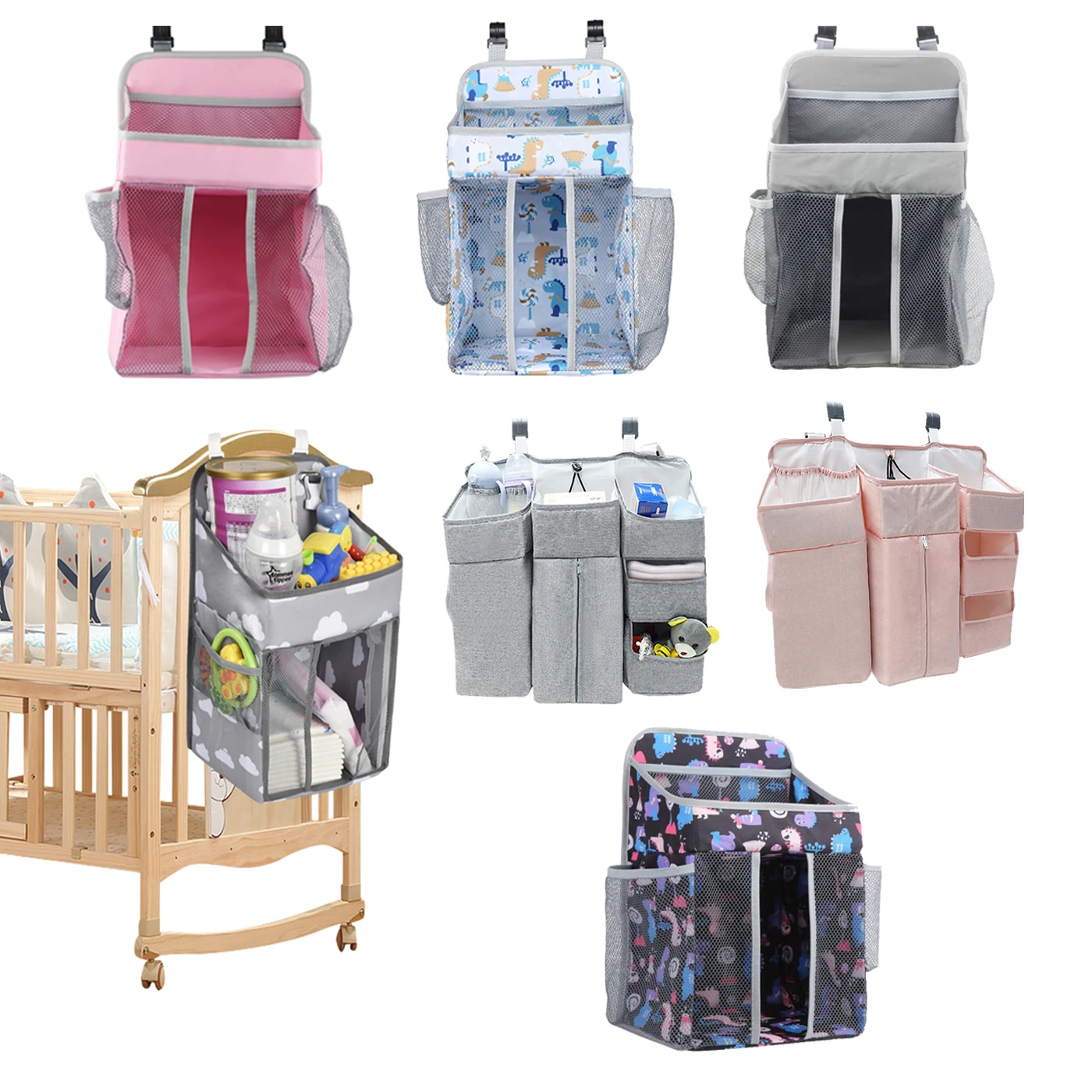 

Baby Organizer Crib Hanging Storage Bag Foldable Nursing Stacker Caddy Organizer For Kids Cot Set Bags Bedding Diaper Essentials
