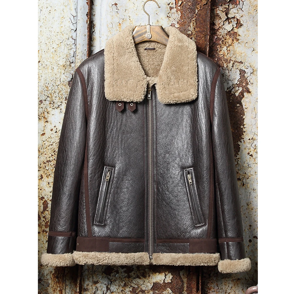 Denny &amp Dora новая мужская дубленка из овчины мотоциклетное пальто короткая кожаная