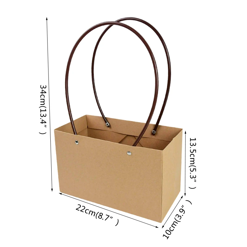 Portable Waterproof Paper Flower Box, Kraft Gift Bag, Handbag for Wedding Party Rose Packaging image 6